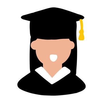 The avatar of the graduate. Student badge. Vector illustration in a flat style, isolated on a white background