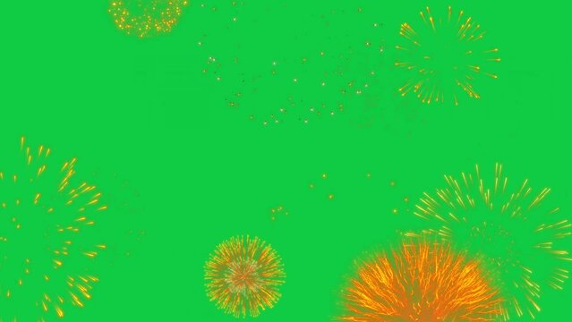 fireworks logo burst on green screen background