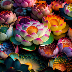 Beautiful Gorgeous Colorful Lotus Flowers - Multicolor