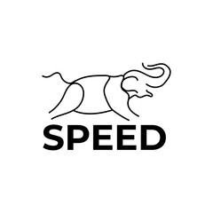 Running elephant line art logo design