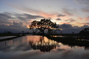 sunset over lake