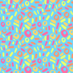 Dry Brush Colorful Pastel Strokes and Circles Seamless Pattern. Hand Drawn Artwork Abstract Vector Background