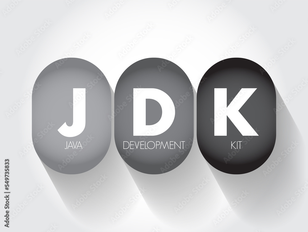 Poster jdk - java development kit acronym, technology concept background