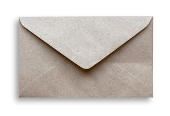 Brown craft closed envelope isolated on a white background.