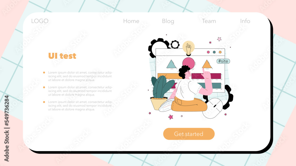 Poster website audit web banner or landing page. web page analysis