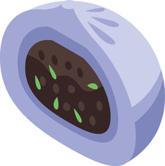 Half baozi icon isometric vector. Chinese food. China bun