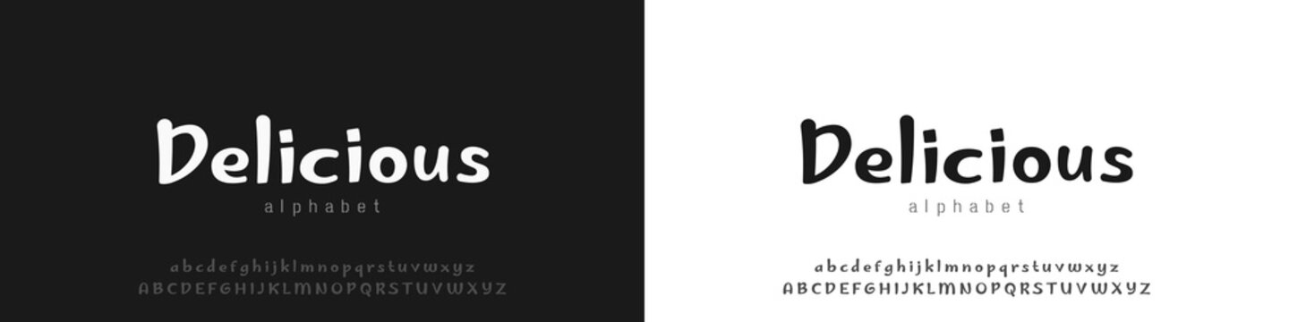 Strong Modern Solid Font Alphabet. Bold font alphabet. Food and Drink font alphabet. Minimal modern urban fonts for logo, brand etc. Typography typeface uppercase lowercase. vector illustration