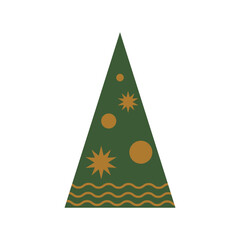 Geometric Christmas tree symbol isolated element. Trendy geometric flat style, triangular Christmas tree. Vector illustration.