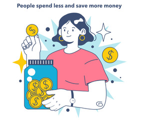 People spend less and save more money as a inflation expectations
