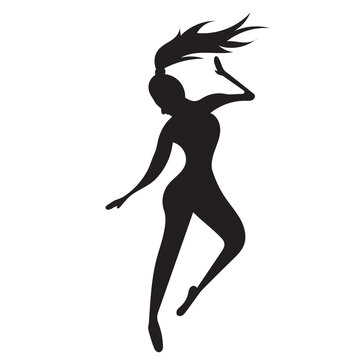 silhouette woman rejoice dancing design vector isolated