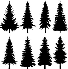 christmas tree silhouette set design vector isolated