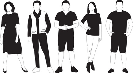 silhouette people black and white design vector isolated