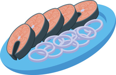 Salted herring icon isometric vector. Ocean fish. Marine salmon