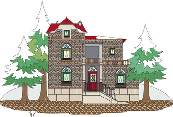 Brick house in winter