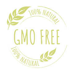 Non GMO labels. GMO free icons. Healthy organic food concept. No GMO design elements for tags, product packag, food symbol, emblems, stickers. Eco, vegan, bio. Vector illustration