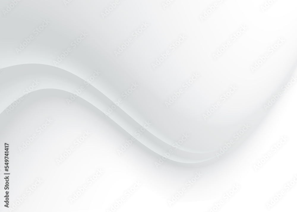 Poster soft and smoot minimal curvy lines background with white and grey color theme.
