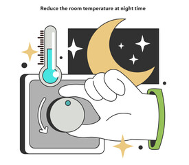 Reduce the room temperature at night time for energy efficiency