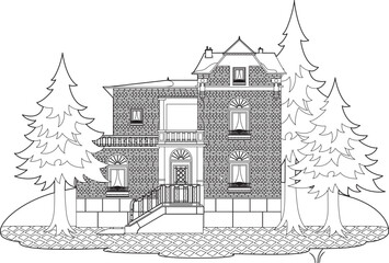 Drawing of a house in winter