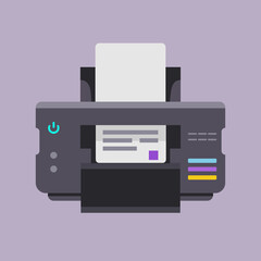 Realistic printer. Illustration on white background for design