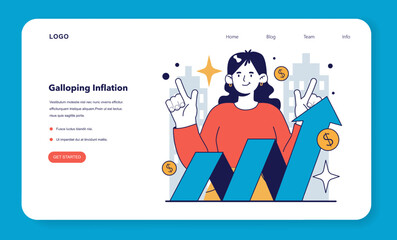 Galloping inflation web banner or landing page. Price increases