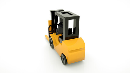 3d rendering forklift truck on white background. 3d Illustration