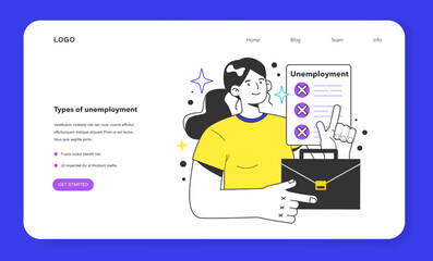 Unemployment types web banner or landing page. Social problem