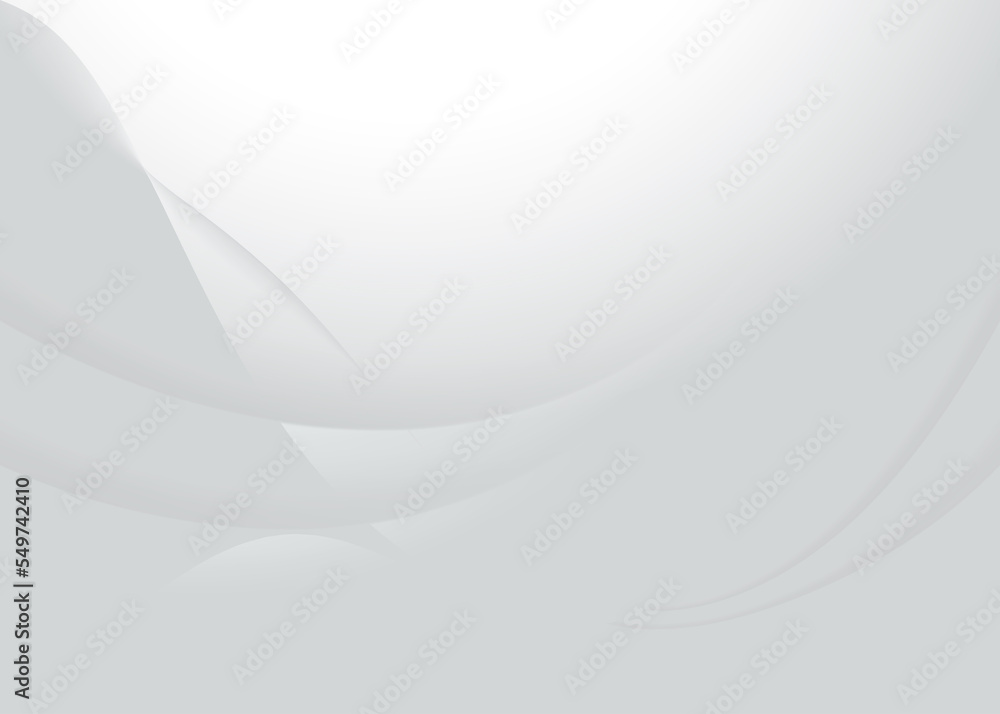 Poster soft and smoot minimal curvy lines background with white and grey color theme.