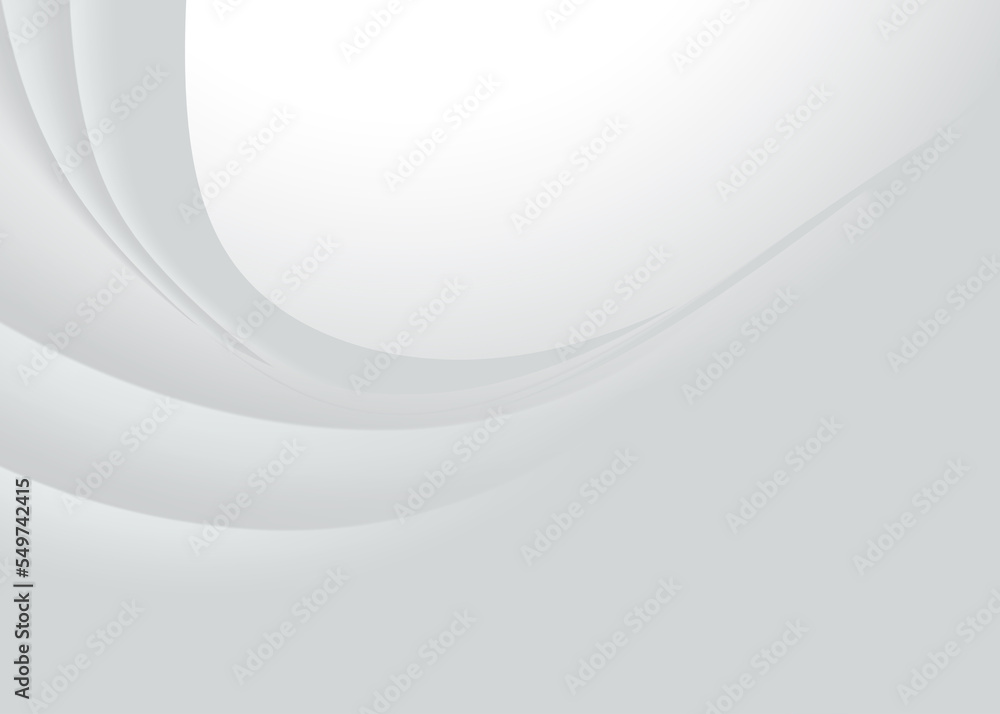 Poster soft and smoot minimal curvy lines background with white and grey color theme.