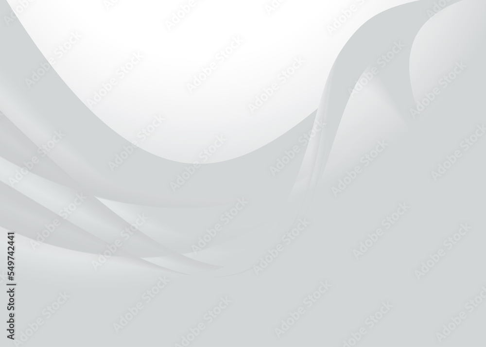 Poster soft and smoot minimal curvy lines background with white and grey color theme.