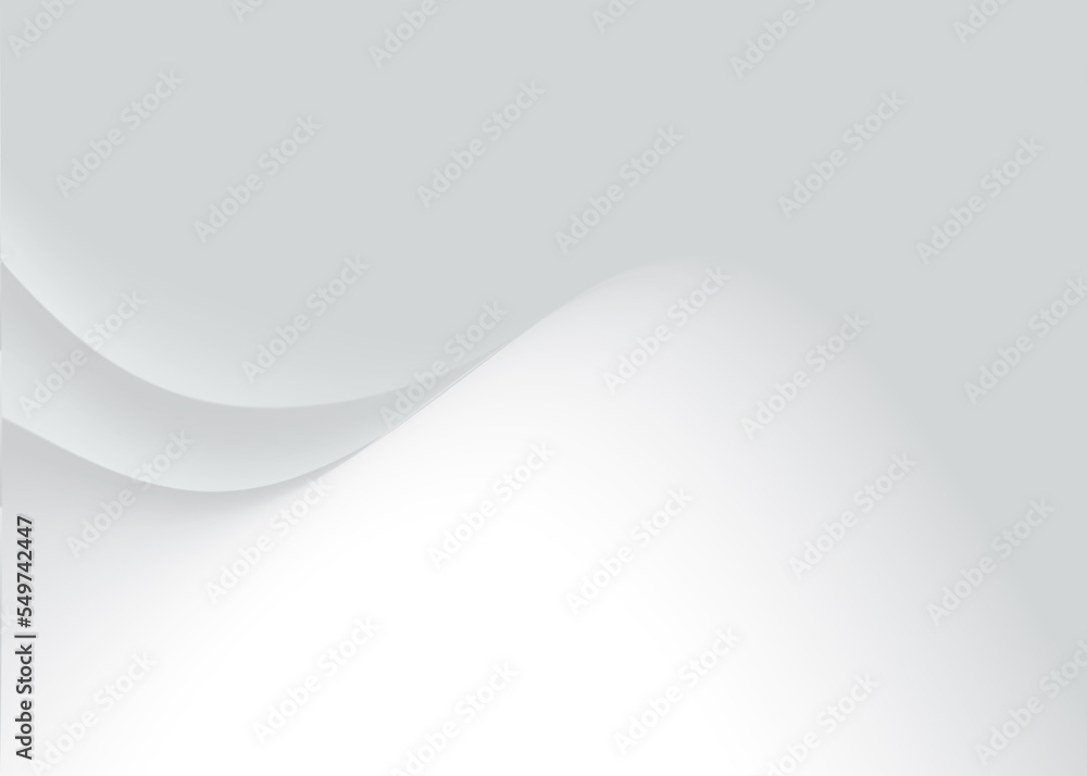 Poster soft and smoot minimal curvy lines background with white and grey color theme.