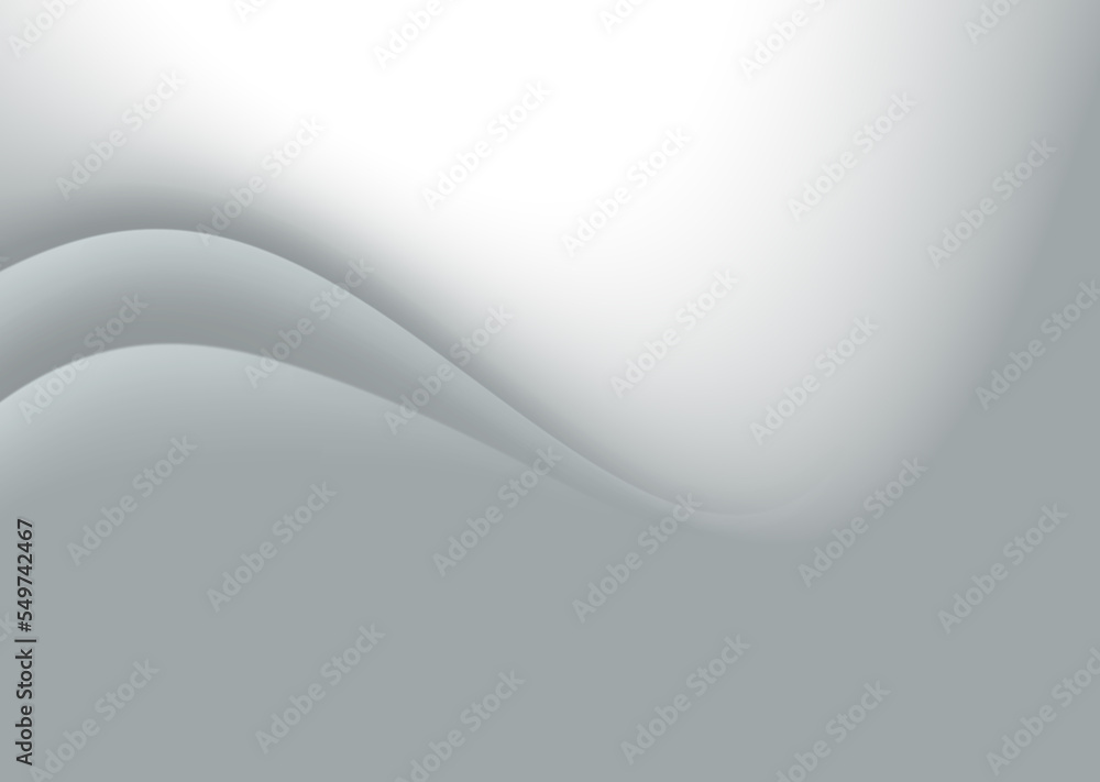 Poster soft and smoot minimal curvy lines background with white and grey color theme.