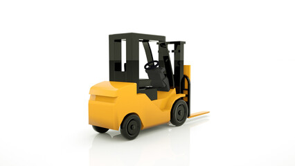 3d rendering forklift truck on white background. 3d Illustration