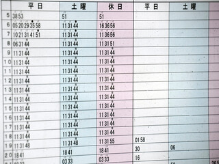  バスの時刻表