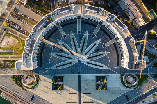 Aerial view of Liberty Square (Piazza della Libert&agrave;) in Salerno downtown, Campania, Italy.