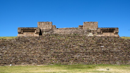 Steps at a platform at Monte Alban in Oaxaca, Mexico