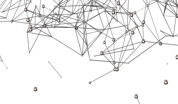 Abstract technology futuristic network - fantasy plexus background. 3D rendering