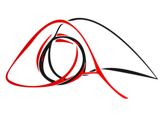 Illustration of flowing simple red and black circular lines.  Elegant and simple graphic design.  For poster, brochure, print and page covers.