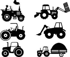 Truck collection isolated vector Silhouette
