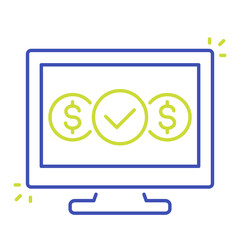internet banking, completed payment line icon