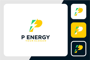 energy logo design with letter p - obrazy, fototapety, plakaty