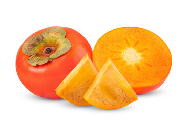 Persimmons with  isolated on transparent png