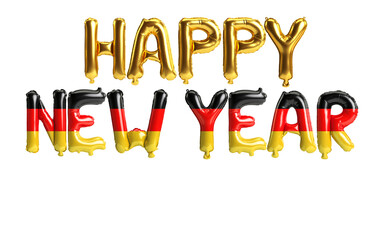 3d illustration of happy new year letter balloons with Germany flag color isolated on white background