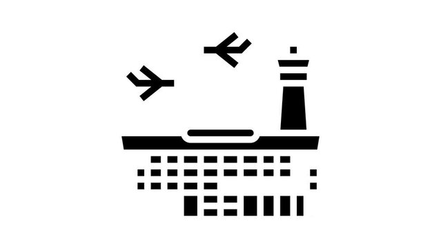airport building glyph icon animation