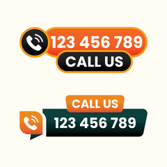 Call us button logo sign and symbol vector with Phone number