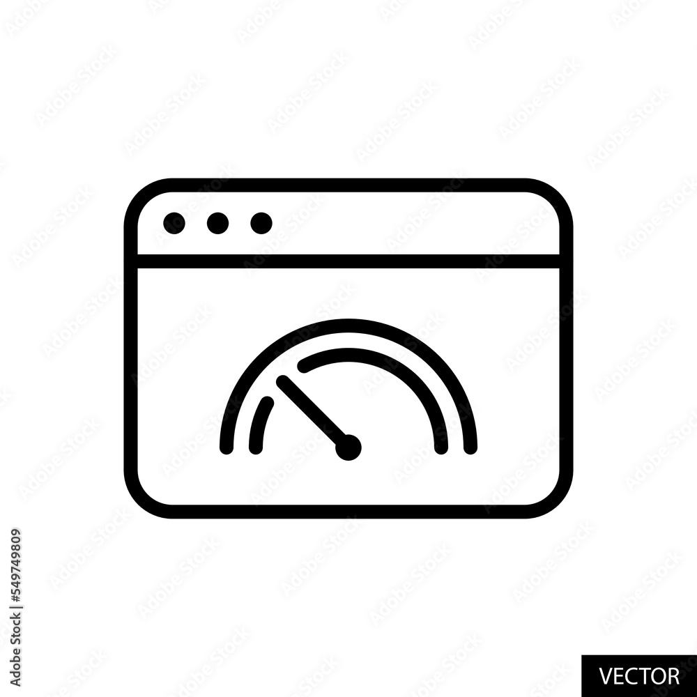 Poster web page speed vector icon in line style design for website, app, ui, isolated on white background. 