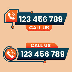 Call us button logo sign and symbol vector with Phone number