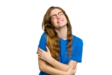 Young caucasian redhead woman isolated laughing and having fun.