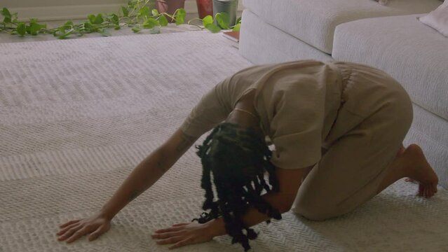 Young woman stretching and dancing 