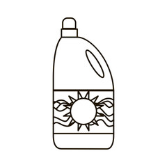 Vector Outline Illustration of Household Cleaning Bottle Isolated on White Background