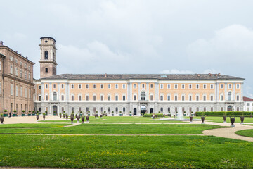 Fototapeta na wymiar Wide angle view of the beautiful gardens of the Royal Palace of Turin
